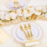 YOUBET 50PCS Gold Plastic Forks - Heavy Duty Plastic Forks - Solid Durable Gold Disposable Silverware for Party Picnic Wedding and Daily Use & Thanksgiving