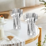 YOUBET 50PCS Silver Plastic Forks - Heavy Duty Plastic Forks - Solid Durable Silver Disposable Silverware for Party Picnic Wedding and Daily Use