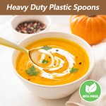 YOUBET 50Pcs Gold Plastic Spoons - Heavy Duty Plastic Spoons - Heavyweight Gold Disposable Silverware for Party & Dinners & Wedding & Thanksgiving