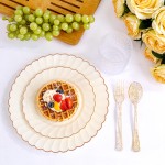 YOUBET 50Pcs Gold Glitter Plastic Spoons - Heavy Duty Plastic Spoons - Heavyweight Gold Glitter Disposable Silverware for Party & Dinners & Wedding