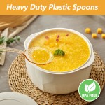YOUBET 50Pcs Gold Glitter Plastic Spoons - Heavy Duty Plastic Spoons - Heavyweight Gold Glitter Disposable Silverware for Party & Dinners & Wedding