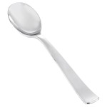 YOUBET 50Pcs Silver Plastic Spoons - Heavy Duty Plastic Spoons - Heavyweight Silver Disposable Silverware for Party & Dinners & Wedding