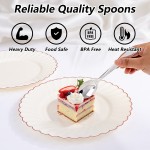 YOUBET 50Pcs Silver Plastic Spoons - Heavy Duty Plastic Spoons - Heavyweight Silver Disposable Silverware for Party & Dinners & Wedding
