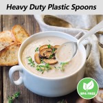 YOUBET 50Pcs Silver Plastic Spoons - Heavy Duty Plastic Spoons - Heavyweight Silver Disposable Silverware for Party & Dinners & Wedding