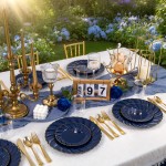 YOUBET 100 Pack Blue Scalloped Plastic Plates - 6.5 Inch Navy Blue Disposable Plates - High End Elegant Vintage Dessert Plate for Party & Weeding & Birthday