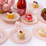YOUBET 100 Pack Pink Scalloped Plastic Plates - 6.5 Inch Pink Disposable Plates - High End Elegant Vintage Dessert Plate for Party & Weeding & Birthday