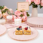 YOUBET 50 Pack Pink Scalloped Plastic Plates - 10.25 Inch Pink Disposable Plates - High End Elegant Vintage Dinner Plate for Party & Weeding & Birthday