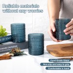 YOUBET 24PCS Plastic Hobnail Drinking Glasses - 14 Oz Blue Vintage Glasses Drinkware - Disposable Beaded Cups for Juice, Wine, Party