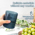 YOUBET 24PCS Plastic Hobnail Drinking Glasses - 14 Oz Blue Vintage Glasses Drinkware - Disposable Beaded Cups for Juice, Wine, Party