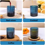 YOUBET 24PCS Plastic Drinking Glasses - 14OZ Blue Hobnail Drinkware Glasses - Vintage Glassware Textured Beaded Cups for Water, Beer, Whiskey, Juice and Various Mixed Drinks