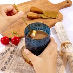 YOUBET 24PCS Plastic Drinking Glasses - 14OZ Blue Hobnail Drinkware Glasses - Vintage Glassware Textured Beaded Cups for Water, Beer, Whiskey, Juice and Various Mixed Drinks