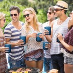 YOUBET 24PCS Plastic Drinking Glasses - 14OZ Blue Hobnail Drinkware Glasses - Vintage Glassware Textured Beaded Cups for Water, Beer, Whiskey, Juice and Various Mixed Drinks