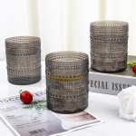 YOUBET 24PCS Plastic Drinking Glasses - 14OZ Black Hobnail Drinkware Glasses - Vintage Glassware Textured Beaded Cups for Water, Beer, Whiskey, Juice and Various Mixed Drinks, halloween