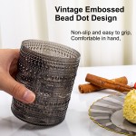 YOUBET 24PCS Plastic Drinking Glasses - 14OZ Black Hobnail Drinkware Glasses - Vintage Glassware Textured Beaded Cups for Water, Beer, Whiskey, Juice and Various Mixed Drinks, halloween