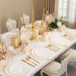 YOUBET 175PCS Ivory Scalloped Plastic Plates - Gold Disposable Dinnerware Set Include 50 Plates, 75 Gold Silverware, 25 Cups, 25 Napkins for Party & Wedding & Thanksgiving