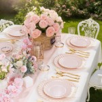 YOUBET 175PCS Pink Scalloped Plastic Plates - Gold Disposable Dinnerware Set Include 50 Plates, 75 Gold Silverware, 25 Cups, 25 Napkins for Party & Wedding & Baby Shower