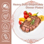 YOUBET 700PCS Rose Gold Plastic Plates - Clear Rose Gold Plastic Dinnerware Set Include 200 Disposable Plate, 300 Heavy Duty Silverware, 100 Cups, 100 Napkins for Wedding & Party & Baby Shower