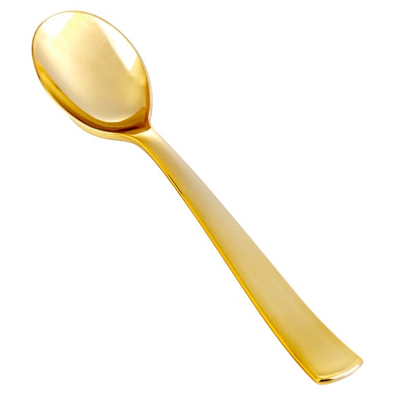 50Pcs Gold Plastic Spoons - Heavy Duty Plastic Spoons - Heavyweight Gold Disposable Silverware for Party & Dinners & Wedding