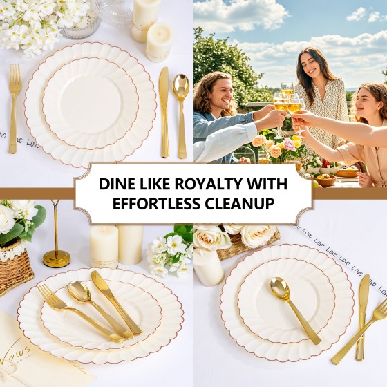 50Pcs Gold Plastic Spoons - Heavy Duty Plastic Spoons - Heavyweight Gold Disposable Silverware for Party & Dinners & Wedding