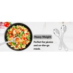 50Pcs Silver Plastic Spoons - Heavy Duty Plastic Spoons - Heavyweight Silver Disposable Silverware for Party & Dinners & Wedding