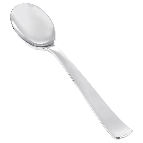 50Pcs Silver Plastic Spoons - Heavy Duty Plastic Spoons - Heavyweight Silver Disposable Silverware for Party & Dinners & Wedding