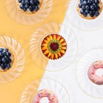 100 Pack Clear Gold Plastic Plates - 6.5 Inch Clear Disposable Plates with Gold Rim - High End Elegant Vintage Dessert Salad Plate for Birthday Parties & Wedding