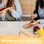 100 Pack Clear Gold Plastic Plates - 6.5 Inch Clear Disposable Plates with Gold Rim - High End Elegant Vintage Dessert Salad Plate for Birthday Parties & Wedding