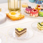 100 Pack Clear Gold Plastic Plates - 6.5 Inch Clear Disposable Plates with Gold Rim - High End Elegant Vintage Dessert Salad Plate for Birthday Parties & Wedding