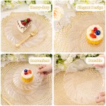 50 Pack Clear Scalloped Plastic Plates - 10.25 Inch Clear Gold Disposable Plates - High End Elegant Vintage Dinner Plate for Party & Weeding & Birthday