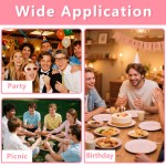 50 Pack Pink Scalloped Plastic Plates - 10.25 Inch Pink Disposable Plates - High End Elegant Vintage Dinner Plate for Party & Weeding & Birthday Mothers Day