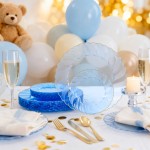 125PCS Clear Blue Gold Plastic Plates - Blue Disposable Plates With Gold Rim Include 25 Dinner Plates 25 Dessert Plates 75 Golden Silverwares for Wedding Birthday & Parties