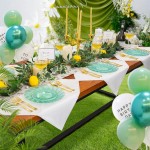 125PCS Clear Green Plastic Plates with Gold Rim - Green and Gold Plastic Plates Include 25 Dinner Plate 25 Dessert Plate 75 Disposable Silverwares for Wedding & Party