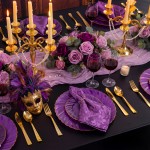 125PCS Purple Plastic Dinnerware Set - Gold and Clear Purple Disposable Plates Include 50 Plastic Plates 75 Silverwares for Wedding Birthday Parties & Party