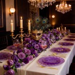 125PCS Purple Plastic Dinnerware Set - Gold and Clear Purple Disposable Plates Include 50 Plastic Plates 75 Silverwares for Wedding Birthday Parties & Party