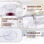 24 Pack Plastic Ribbed Wine Glasses - 10 OZ Clear Square Wine Glasses with Stem - Heavy Duty Vintage Disposable Champagne Cups for Wedding Parties