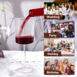 24 Pack Plastic Ribbed Wine Glasses - 10 OZ Clear Square Wine Glasses with Stem - Heavy Duty Vintage Disposable Champagne Cups for Wedding Parties