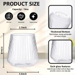 40 Pack Plastic Ribbed Wine Glasses - 14 OZ Clear Thicker Origami Stemless Disposable Wine Glasses - Heavy Duty Unbreakable Vintage Whiskey Cups for Wedding Parties Bar
