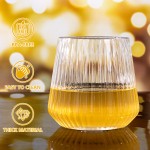 40 Pack Plastic Ribbed Wine Glasses - 14 OZ Clear Thicker Origami Stemless Disposable Wine Glasses - Heavy Duty Unbreakable Vintage Whiskey Cups for Wedding Parties Bar