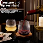 40 Pack Plastic Ribbed Wine Glasses - 14 OZ Clear Thicker Origami Stemless Disposable Wine Glasses - Heavy Duty Unbreakable Vintage Whiskey Cups for Wedding Parties Bar