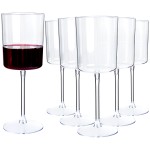 36 Pack Clear Plastic Wine Glasses - 10 OZ Disposable Square Wine Glasses with Stem for Wedding & Party & Anniversary