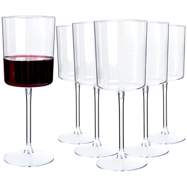 36 Pack Clear Plastic Wine Glasses - 10 OZ Disposable Square Wine Glasses with Stem for Wedding & Party & Anniversary