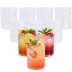 24PCS Plastic Hobnail Drinking Glasses - 14 Oz Clear Vintage Glasses Drinkware - Disposable Beaded Cups for Juice, Wine, Party