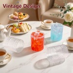 24PCS Plastic Hobnail Drinking Glasses - 14 Oz Clear Vintage Glasses Drinkware - Disposable Beaded Cups for Juice, Wine, Party
