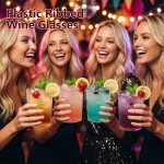24PCS Plastic Hobnail Drinking Glasses - 14 Oz Clear Vintage Glasses Drinkware - Disposable Beaded Cups for Juice, Wine, Party