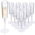 36 Pack Clear Champagne Flutes Plastic - 6 Oz Flower Wavy Champagne Plastic Glasses - Heavy Duty Vintage Disposable Flutes for Wedding Party Birthday Anniversary