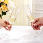 36 Pack Clear Champagne Flutes Plastic - 6 Oz Flower Wavy Champagne Plastic Glasses - Heavy Duty Vintage Disposable Flutes for Wedding Party Birthday Anniversary