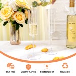 36 Pack Clear Champagne Flutes Plastic - 6 Oz Flower Wavy Champagne Plastic Glasses - Heavy Duty Vintage Disposable Flutes for Wedding Party Birthday Anniversary