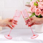 36 Pack Pink Champagne Flutes Plastic - 6 Oz Flower Wavy Champagne Plastic Glasses - Heavy Duty Vintage Disposable Flutes for Wedding Party Birthday Mothers Day