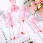 36 Pack Pink Champagne Flutes Plastic - 6 Oz Flower Wavy Champagne Plastic Glasses - Heavy Duty Vintage Disposable Flutes for Wedding Party Birthday Mothers Day