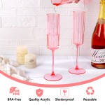 36 Pack Pink Champagne Flutes Plastic - 6 Oz Flower Wavy Champagne Plastic Glasses - Heavy Duty Vintage Disposable Flutes for Wedding Party Birthday Mothers Day